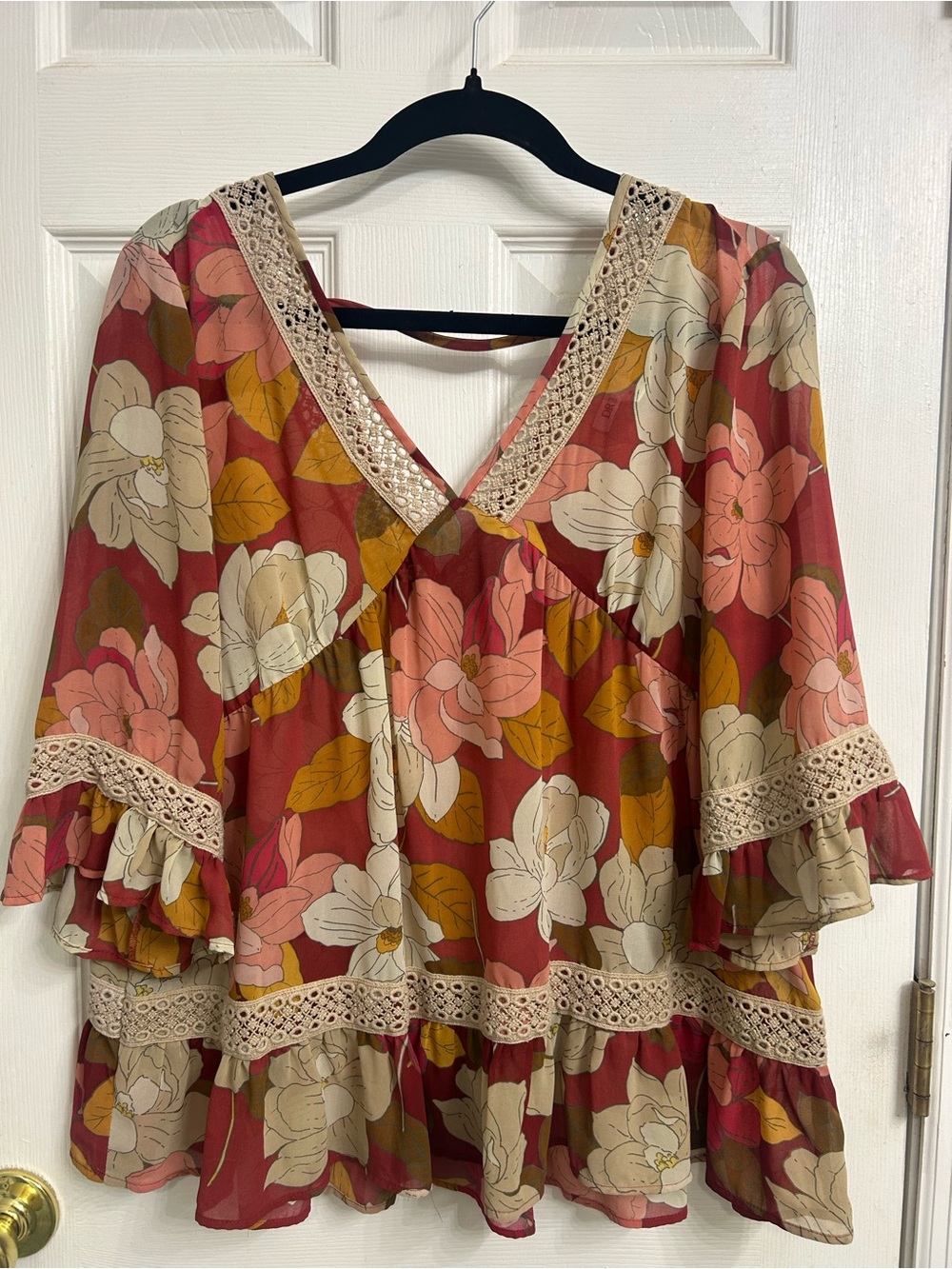 Boho Floral Peasant Blouse